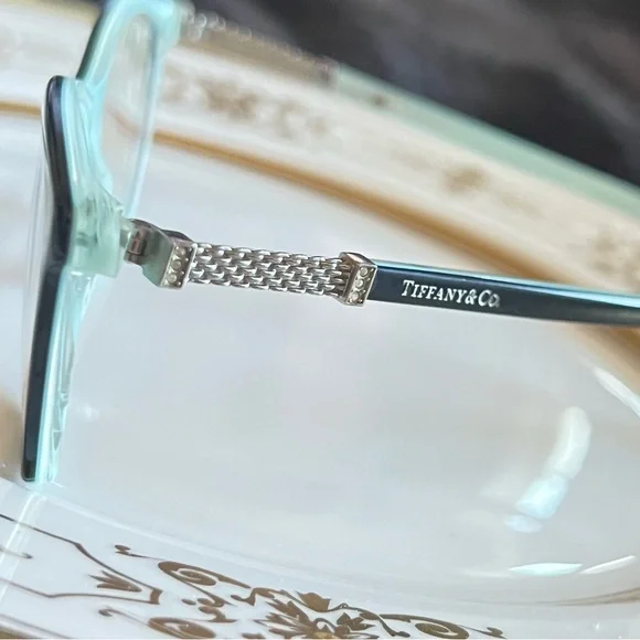 TIFFANY & CO BLACK ON TIFFANY BLUE STRIPED Prescription Glasses Frames 8193 - Picture 7 of 16